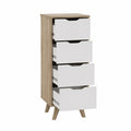 Kommode – 45 × 108.7 × 42 cm, mit Schubladen, aus Holzwerkstoff und Eichenholz