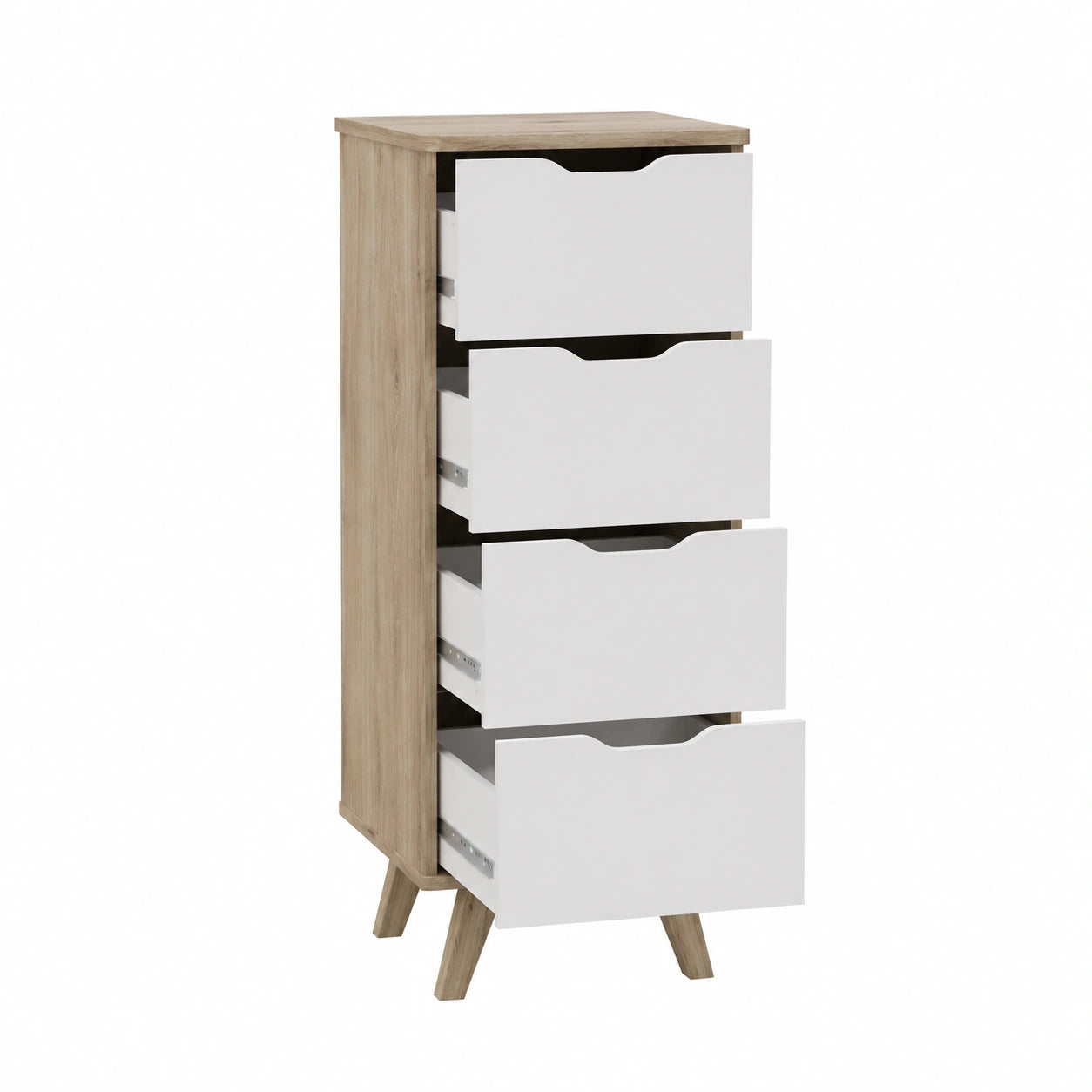 Kommode – 45 × 108.7 × 42 cm, mit Schubladen, aus Holzwerkstoff und Eichenholz