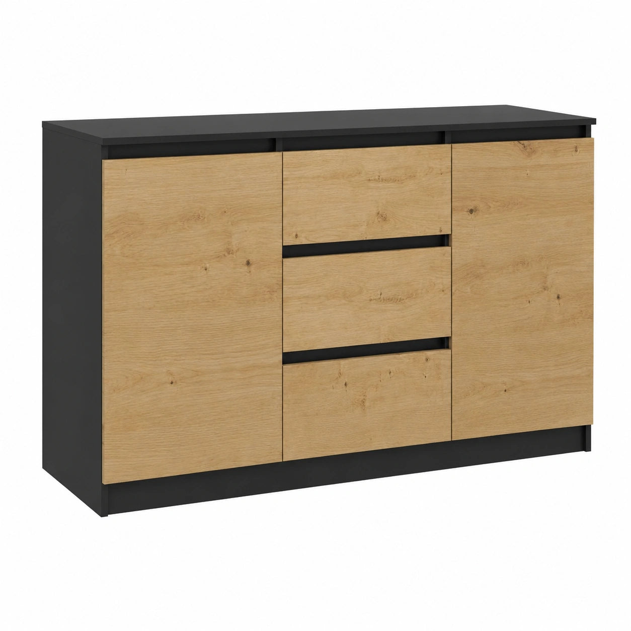 Kommode – 75 cm, mit Schubladen, mit mehreren Türen, Anthrazit, für Wohnzimmer, Schlafzimmer und Büro