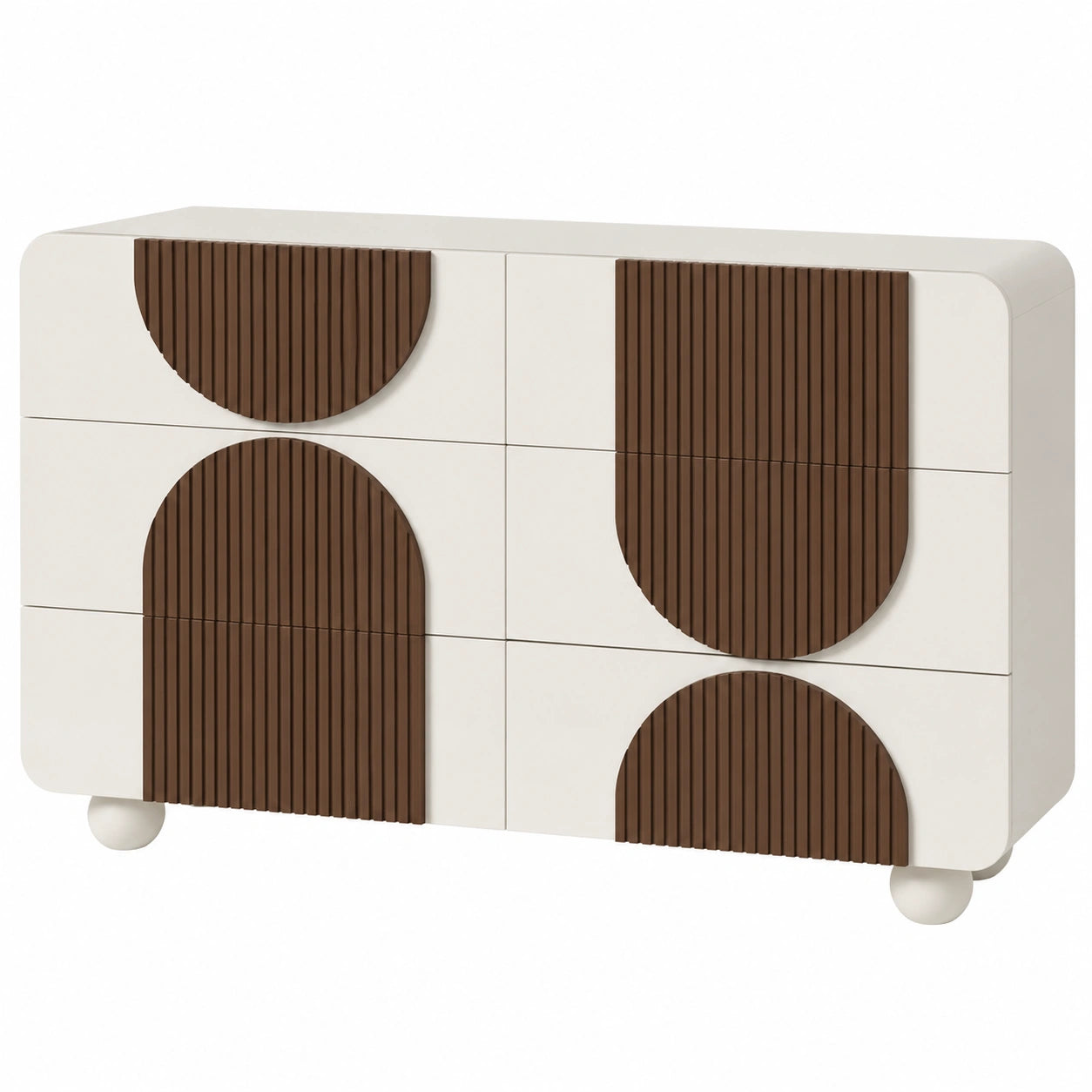 Sideboard – 121 × 41 × 71 cm, mit Schubladen, aus Massivholz und MDF, für Küche, Wohnzimmer und Flur