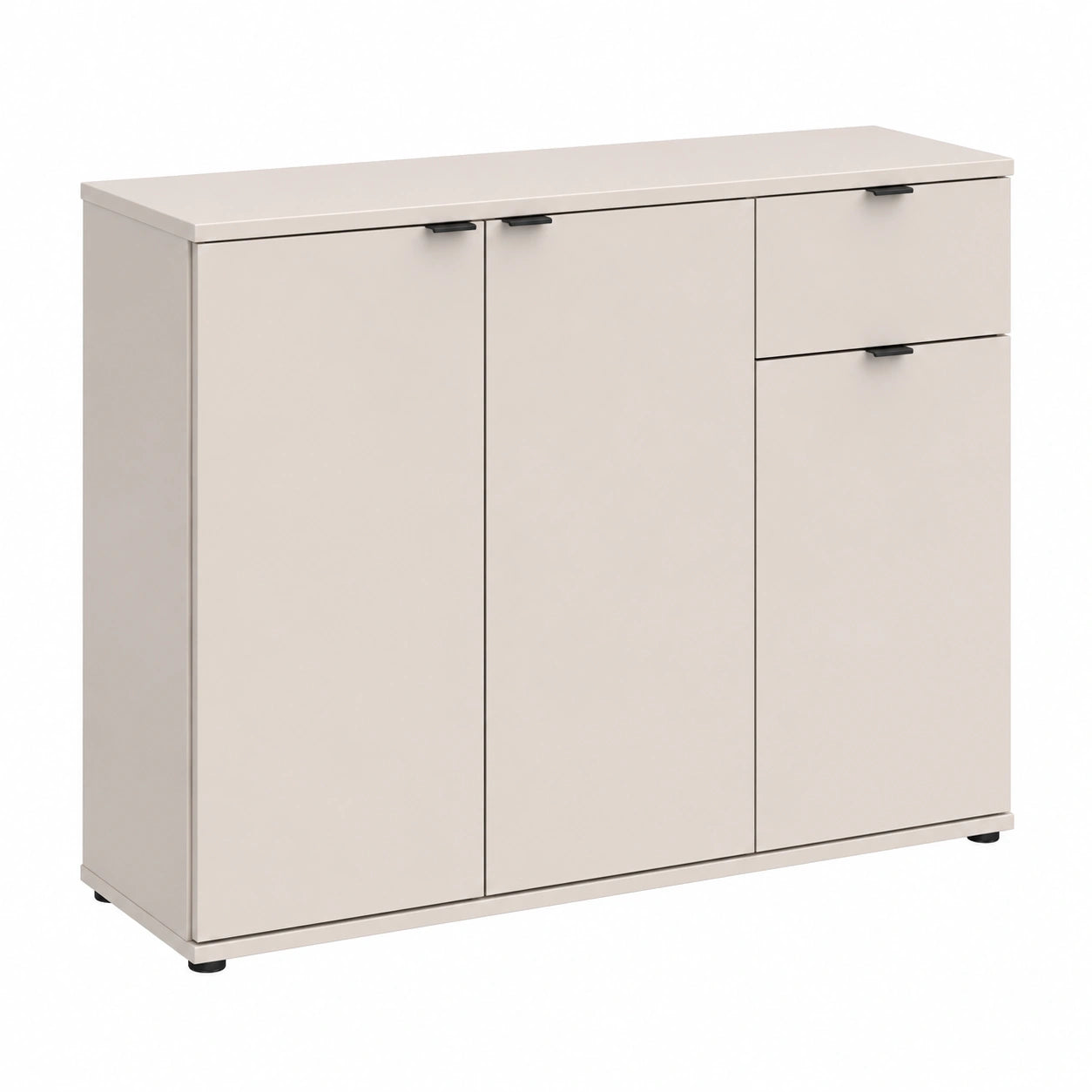 Sideboard – 119,8 cm, minimalistischer Stil, mit Schubladen, mit mehreren Türen, aus Holzwerkstoff, Beige, für Schlafzimmer