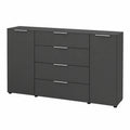 Sideboard – 180 × 99 × 40 cm, mit Schubladen, aus Glas, Anthrazit