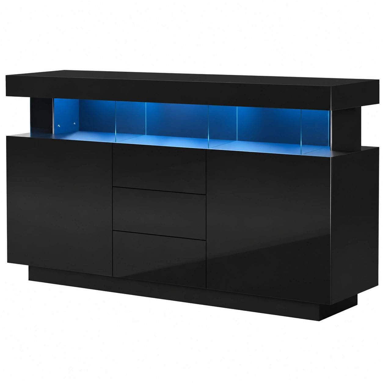 Sideboard – 140 × 35 × 80 cm, Schwarz, für Wohnzimmer und Flur