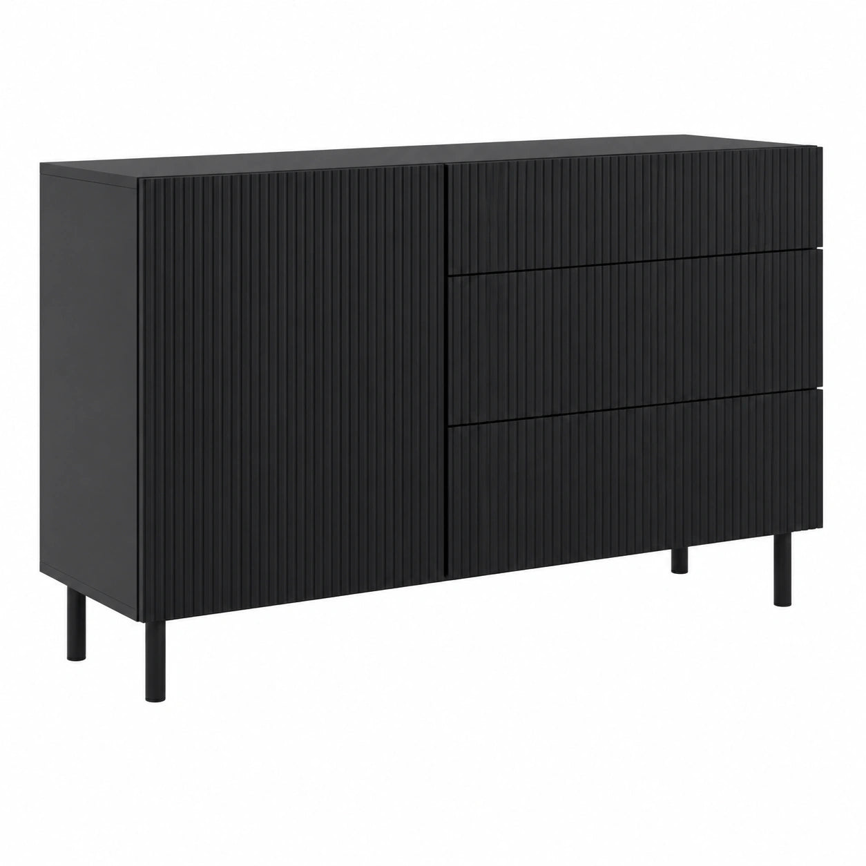 Kommode – 140 cm, moderner Stil, mit Schubladen, Schwarz