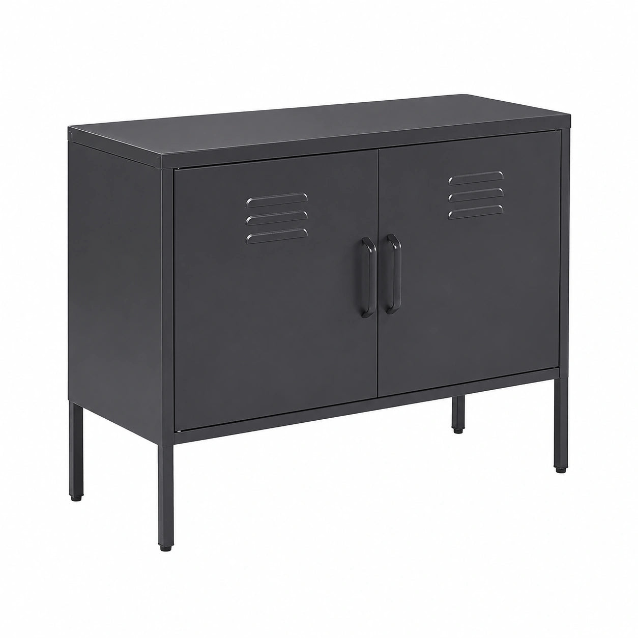Sideboard – mit mehreren Türen, aus Stahl, Schwarz