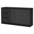 Kommode – 140 cm, mit Schubladen, Schwarz, für Wohnzimmer, Schlafzimmer und Flur