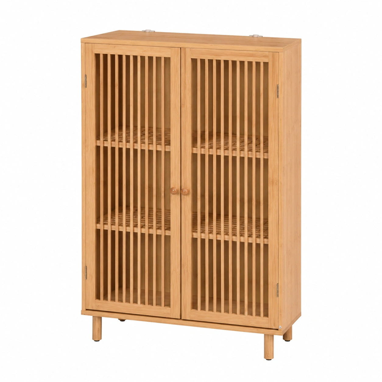 Schrank – 110 × 66 × 40 cm, mit mehreren Türen, mit Ablagen, aus Bambus