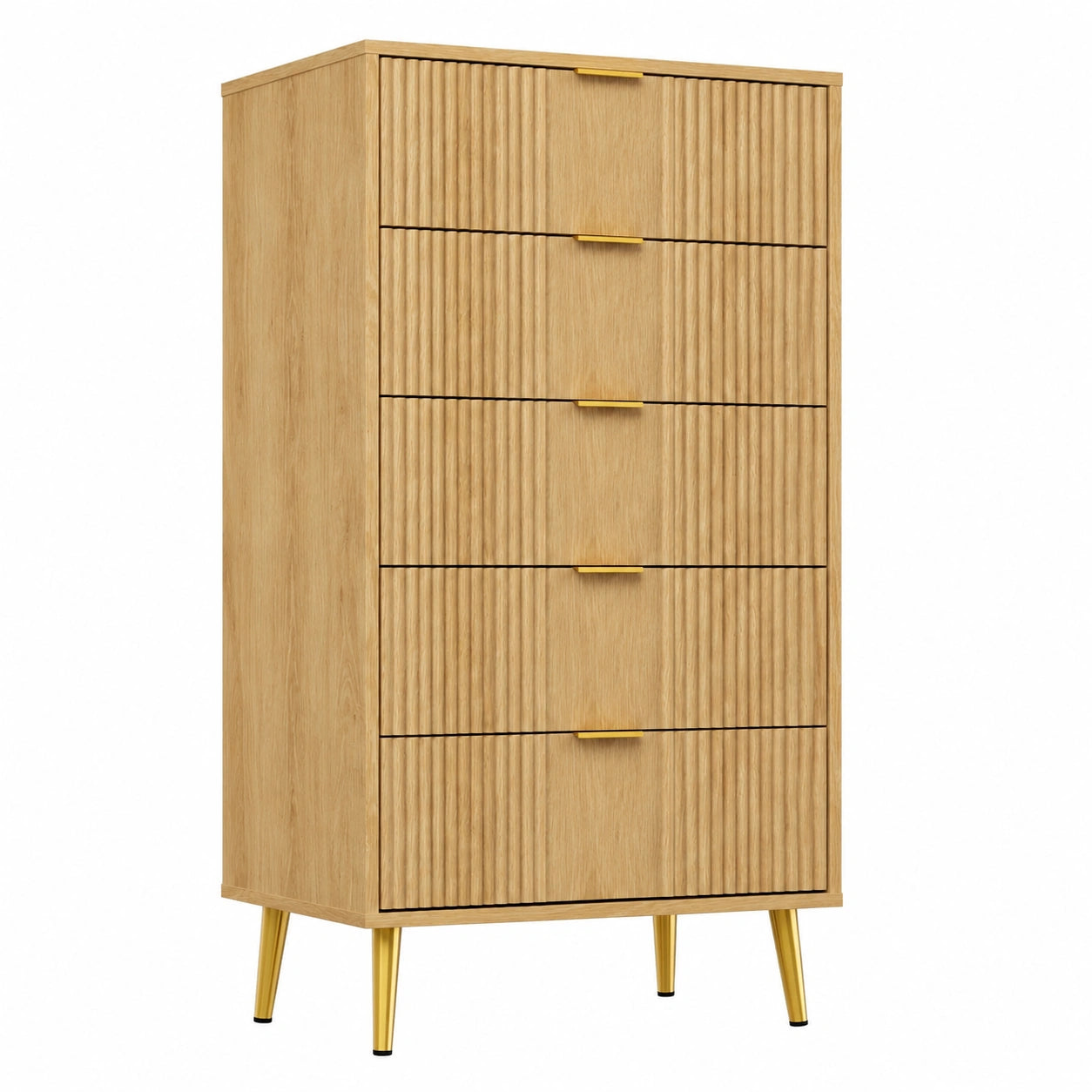 Kommode – 60 × 40 × 112 cm, mit Schubladen, aus Eichenholz, für Wohnzimmer, Schlafzimmer und Büro