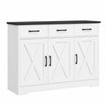 Sideboard – mit Schubladen, mit mehreren Türen, aus Holz, Schwarz, für Esszimmer, Küche und Wohnzimmer