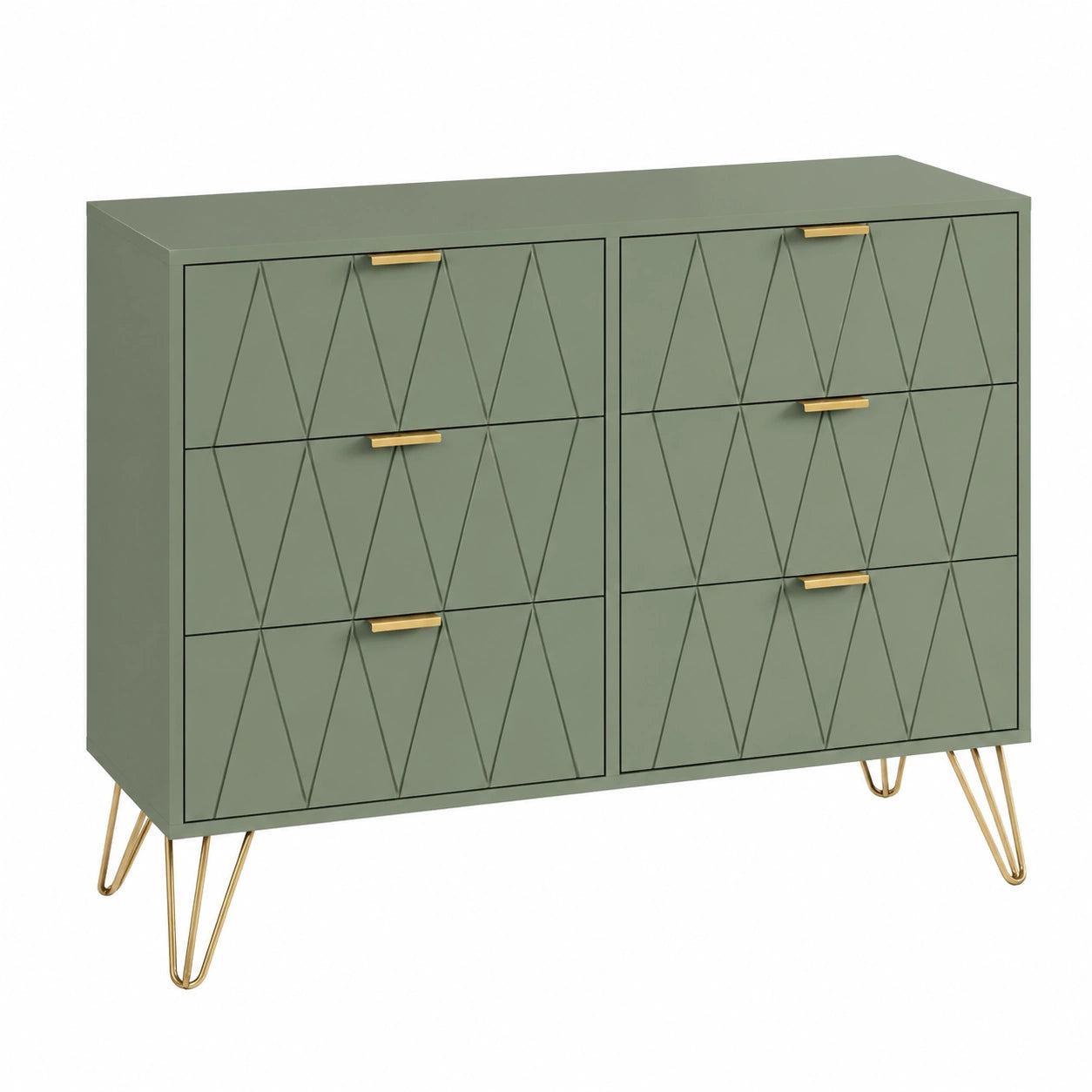 Kommode – 100 × 34 × 73 cm, mit Stauraum, Grün, für Wohnzimmer und Schlafzimmer