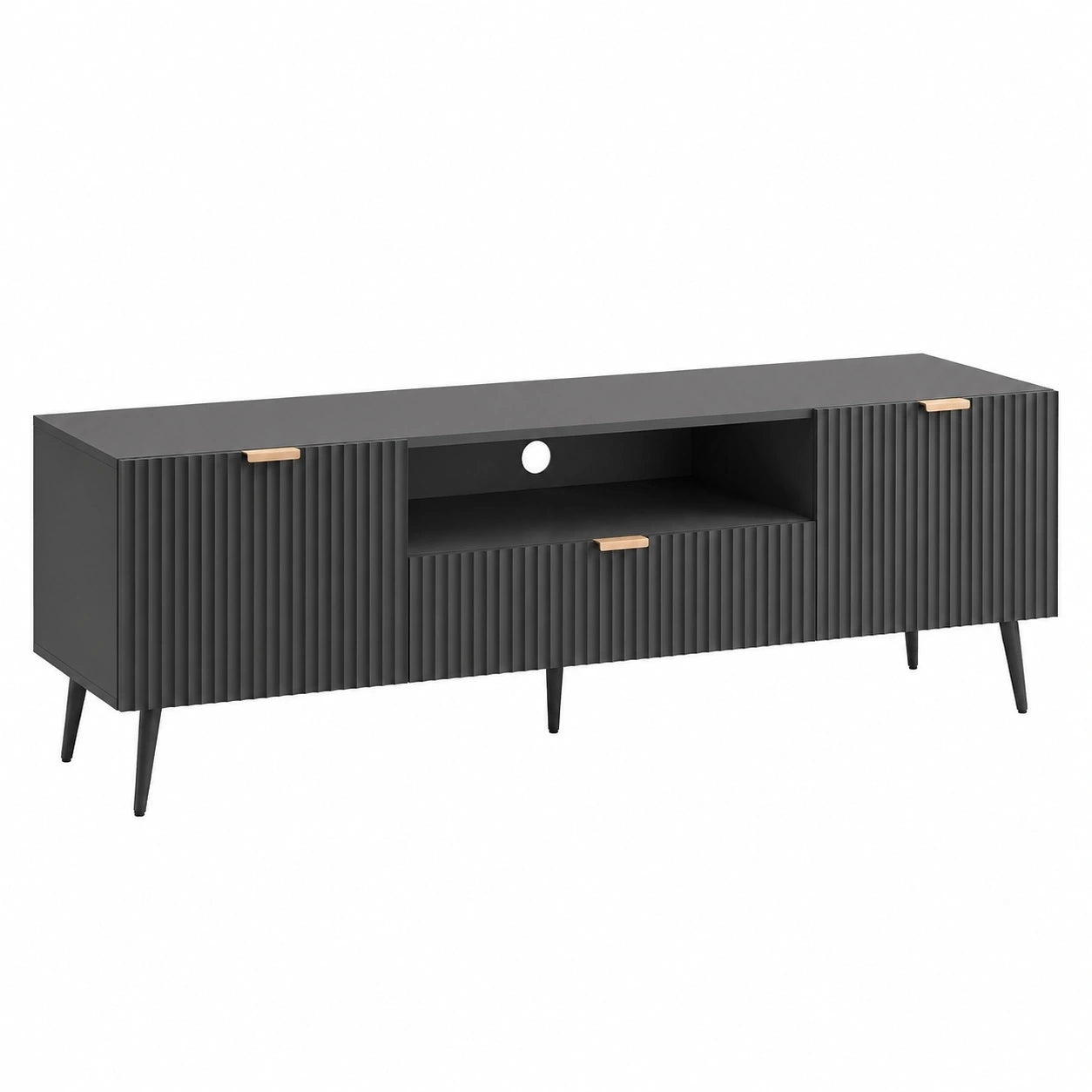 Schrank – 160 × 40 × 51 cm, mit Schubladen, mit mehreren Türen, Schwarz