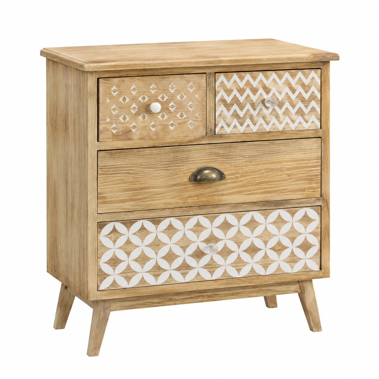 Kommode – 65 × 55,5 × 30 cm, mit Schubladen, aus Leinen und Holz, für Schlafzimmer und Badezimmer